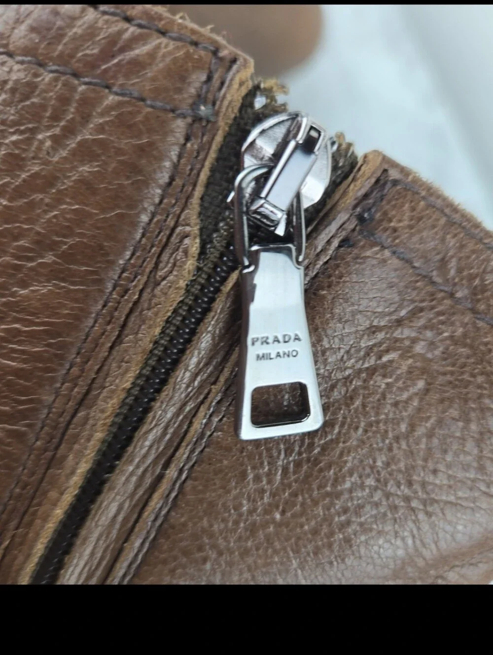 Prada Brown Leather Wedge Ankle Boots - Picture 6 of 12